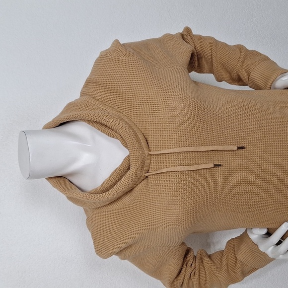 Lauren Ralph Lauren Quiet Luxury Preppy Tan Cowl Neck Drawstring Sweater Size L - Picture 2 of 12